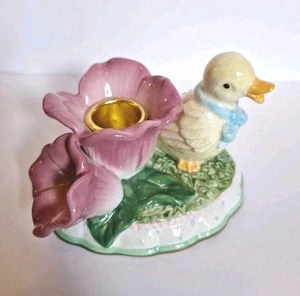 2003 Spring Time Avon Collection Duck Lavender Color Flower Candleholder Decor - Picture 1 of 9