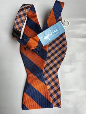 Pajarita Condesa Mara Rubgy/Gingham naranja seda azul Foto 1 de 3