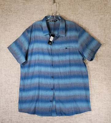 Travis Mathew Light Flannel Short Sleeve Shirt Mens XL Blue Stripe Button NWT - Image 1 of 4