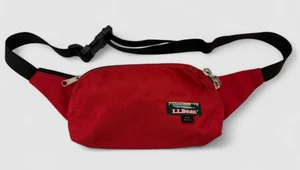 LL Bean Fanny Pack Bag Multi Pocket Red Nylon Vintage - Picture 1 of 5