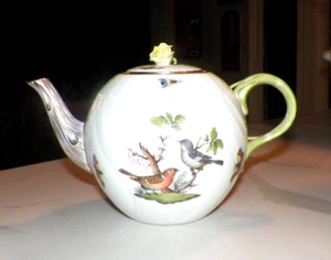 HEREND BUTTERFLY & BIRD TEA POT - Picture 1 of 11