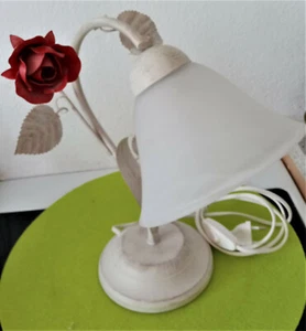 romantisch:Florentiner (Nacht-)Tischlampe,weiß-goldfarb.gewi.,Rose,Blätter, TOP - Bild 1 von 6