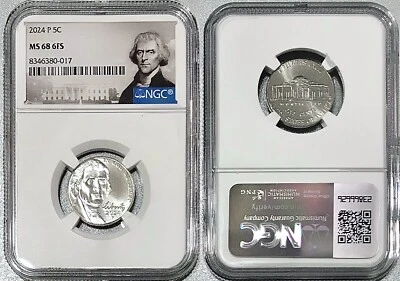 2024 P Jefferson Nickel 5c MS 68 6FS Full Steps- LOW MINTAGE KEY DATE - "POP 50" - Image 1 of 4