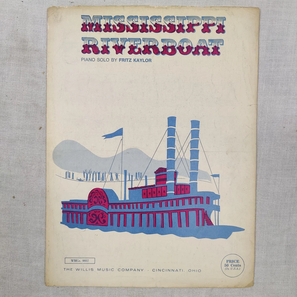 Partitura de piano rara 1972 vintage Fritz Kaylor "Mississippi Riverboat" Foto 1 de 4