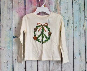 Youth Girls Old Navy Long-Sleeve Graphic T-Shirt SMALL Wreath Crew Neck NWT - Picture 1 of 8