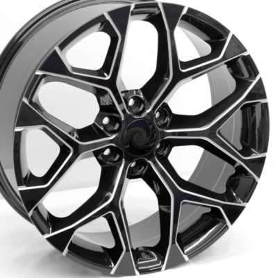 22" Black & Milled Snowflake OE Replica Wheels 22x9 6X5.5 +24 GMC Yukon Chevy - Image 1 of 4