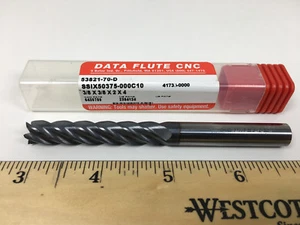 DATA FLUTE CNC Carbide End Mill 5 Flute 3/8" X 3/8" X 2" X 4" SSIX50375-000C10 - Picture 1 of 3