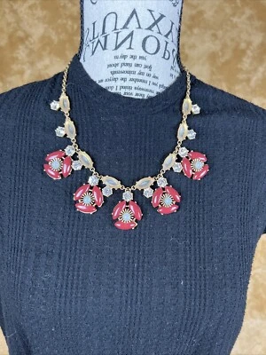 Collar J CREW Recubierto Piedra Resina Flor Colgante Flor Ráfaga Distintivo Foto 1 de 4