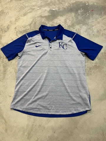 KANSAS CITY ROYALS NIKE MENS POLO GOLF SHIRT LARGE L MLB BASEBALL KC BLUE GRAY Cover