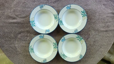 Studio Nova Terrace Vine Soup Bowls Blue 8" Set of 4 - Image 1 of 4