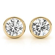 14K Yellow Gold Lab Grown Diamond Stud Earrings (Round EF VS 0.70Ct.) Jewelry