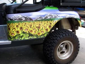 Carro de golf girasol grande guardabarros envoltura conjunto de gráficos para todos los YR EZGO Club Car - Imagen 1 de 2
