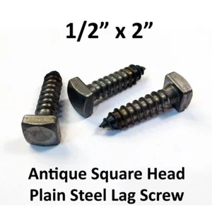 (25) 1/2" x 2" Antik Lag Schrauben Vierkantkopf Glattstahl Schmied Rustikal - Bild 1 von 3