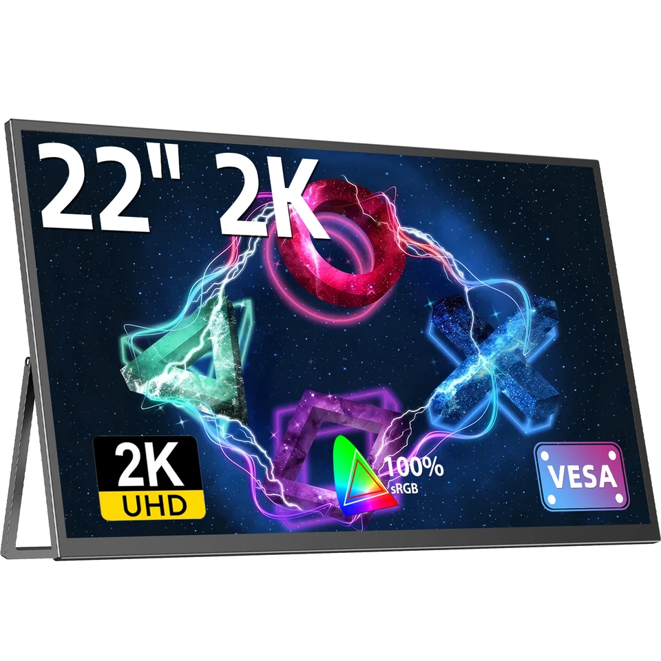UPERFECT 22" Tragbarer 2K Monitor 2560x1440 USB C HDMI Display Gaming Monitor - Bild 1 von 4