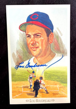 AWESOME LOU BOUDREAU AUTOGRAPHED PEREZ STEELE CELEBRATION CARD