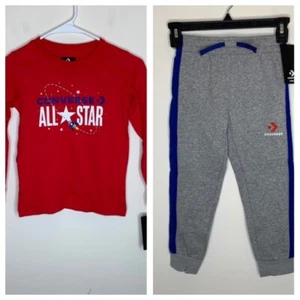 Neu mit Etikett Converse All Star Jugend Jungen Größe 6 rot/grau Hose & Shirt Set UVP $ 44 - Bild 1 von 8