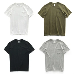 T-shirt uomo cotone girocollo spesso maglietta top manica corta tasca - Foto 1 di 20
