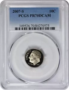 2007-S Roosevelt Dime PR70DCAM Clad PCGS - Picture 1 of 2