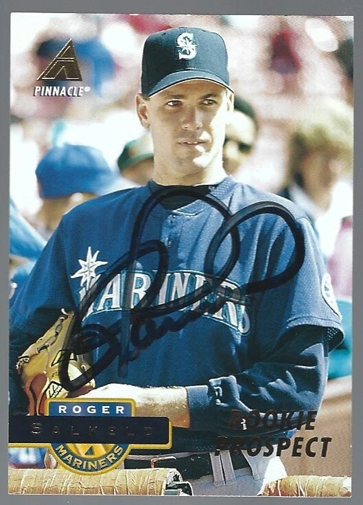 1994 Pinnacle baseball #393 Roger Salkeld IP autograph signed card - Image 1 of 1