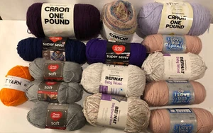 Lot 15 Skeins Yarn Caron Bernat Baby Velvet Red Heart Soft - Picture 1 of 9