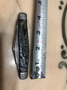 Vintage 3 Blade Pocket Knife Kent NY USA Black Stag Handle Antique New York City - Picture 1 of 12
