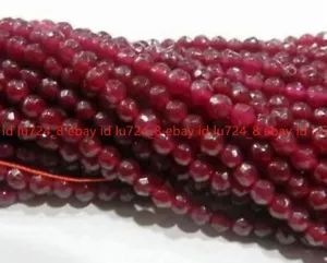AAA+++ Natural 4mm Faceted Brazil Red Jade Gemstones Loose Beads 15" - Picture 1 of 12
