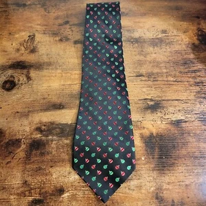 Corbata de cuello Izod 100 % seda con bolas de Navidad rojas y verdes adornos festivos - Imagen 1 de 4