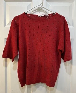 Maglione Vintage Talbots 100% Seta Texturizzato Rosso Tg XL Natale Festività Evento Festivo - Foto 1 di 7