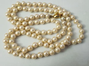 Vintage Monet 28" Faux Pearls Necklace w/ Gold Clasp SIGNED Classy & Classic - Picture 1 of 10