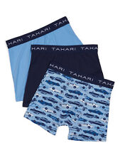TAHARI Boy's 3-Pack Performance Brief Boxers Navy, Ice Blue, Blue Car New