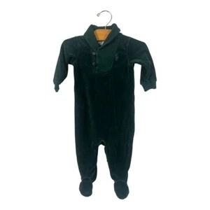 Ralph Lauren Velvet Velour Baby Footsie 6 Months Green One Piece Romper Pony - Picture 1 of 5