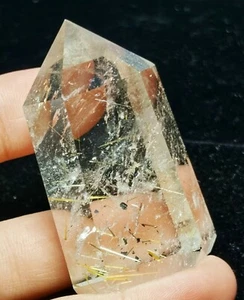 RARO! Cristallo di quarzo rutilato capelli dorati trasparenti naturali esemplare punto amore - Foto 1 di 7