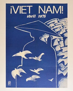 1975 Cuban ORIGINAL Political Poster.Cold War art.VIETNAM.Rostgaard.Authentic. - Picture 1 of 1