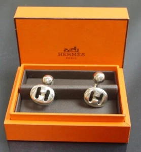 Authentic HERMES Cuffs H Sterling Silver #495 - Picture 1 of 5