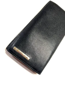 CARTIER VINTAGE SANTOS LOGO PLATE CAVIAR SKIN LEATHER LONG WALLET FRANCE BLACK - Picture 1 of 22