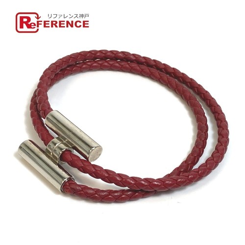 HERMÈS Y0705 Bracciale Hermes H Raccordi in Metallo Pelle Intrecciato Unisex