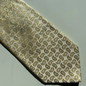Brooks Brothers Makers Merchants Made Neck Tie Yellow Blue Paisley 58” X 3 1/4” - Picture 1 of 5