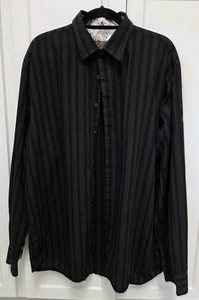 BLUE MEN'S SIZE 2 X L T BROWN AND BLACK STRIPE BUTTON FRONT SHIRT - Picture 1 of 4