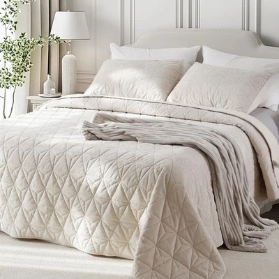 Набор вельветовых одеял большого размера King 112 x 106 дюймов, легкое всесезонное одеяло с... - Изображение 1 из 4