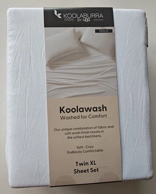 Ugg Koolaburra Twin XL Sheet Set White Soft Wash for Comfort 100% Polyester - Image 1 of 4