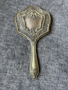Espejo de tocador de mano vintage Art Nouveau rosas vestido antiguo siglo XIX - Imagen 1 de 9