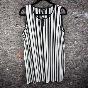 Alfani Kleid Damen Large Schwarz Weiß Ärmellos Gestreift Midi Abstrakt Mint Neu - Bild 1 von 12