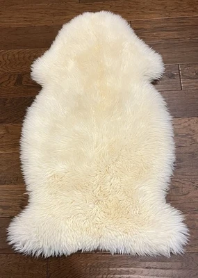 Large Genuine Lamb Sheepskin Rug Size 41” x 24” THICK Soft Natural - Image 1 of 4