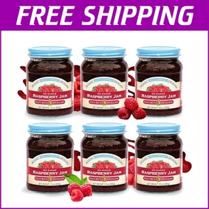Natural Sugar-Free Raspberry Jam - Low Calorie & Vitamin C Rich, 10oz Pack of 6 - Picture 1 of 9