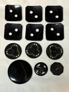 Vintage Paket schwarz Bakelit Nähen Knöpfe Hemd Bluse Pullover Kleid usw. - Bild 1 von 14