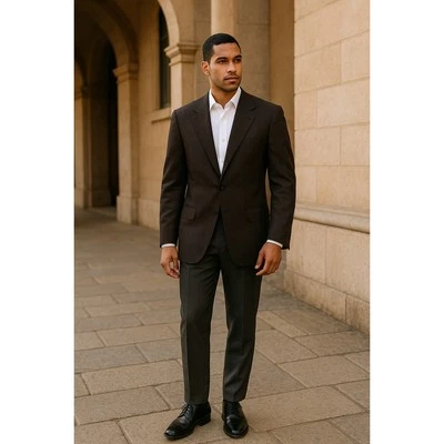 Enrico Isaia Blazer 50R Brown Pinstripe Wool Sport Coat Italy Hand Tailored  - Image 1 of 4