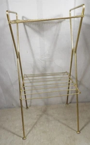 VTG Mid Century Gold Tone Wire Plant Stand Accent Table 2 Tier Bent Steel MCM - Picture 1 of 9