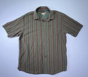ECKO UNLTD Shirt Mens XL Green Red Striped Button Down Short Sleeve Casual - Picture 1 of 13