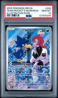 2025 POKEMON DRI EN-ILLUSTRATION RARE #200 TEAM ROCKET'S MURKROW PSA 10 - Image 1 of 2