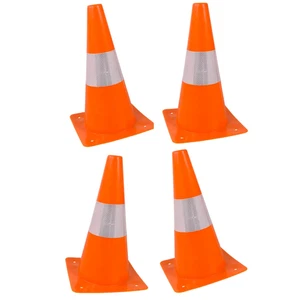Orange Safety Cones - Hazard Cones (4Pc) 12" Hardware Plastic Safety Cone with R - Picture 1 of 12